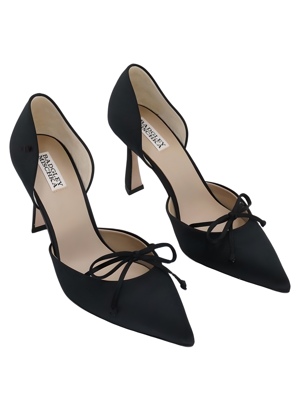 Badgley Mischka Olympic Black Satin Bow Pointed Toe D'Orsay Pumps Size 8.5M